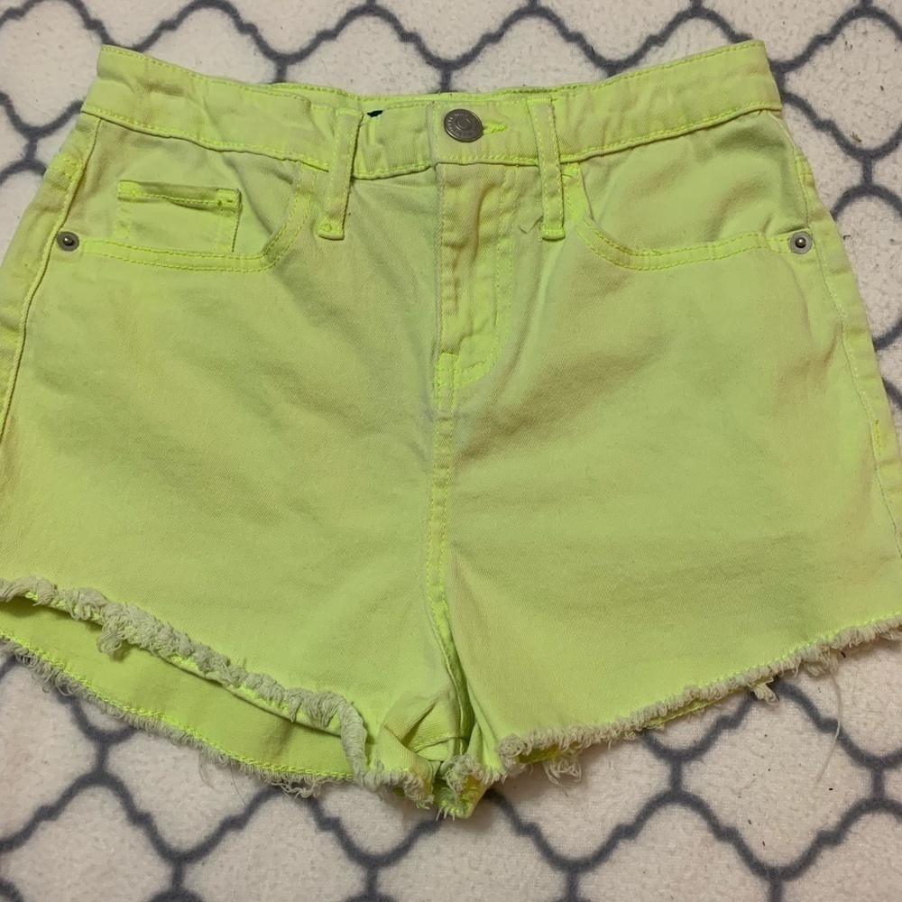Wild Fable  high waist denim cut off shorts neon yellow/green size 0 JR